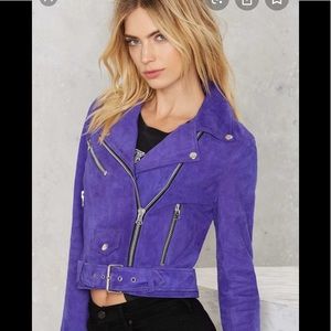 NASTY GAL ELECTRIC YOUTH PURPLE SUEDE MOTO JACKET